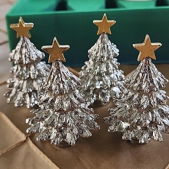 🎄Set of 4 Christmas Tree with Star Placecard Holders - Picture 1 of 5